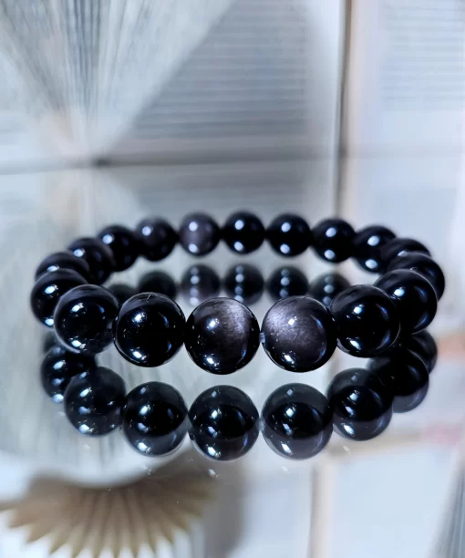 Sidabrinis obsidianas apyrankė